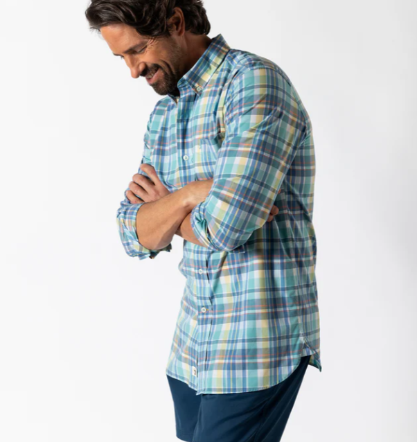 Page Plaid Long Sleeve Performance Poplin