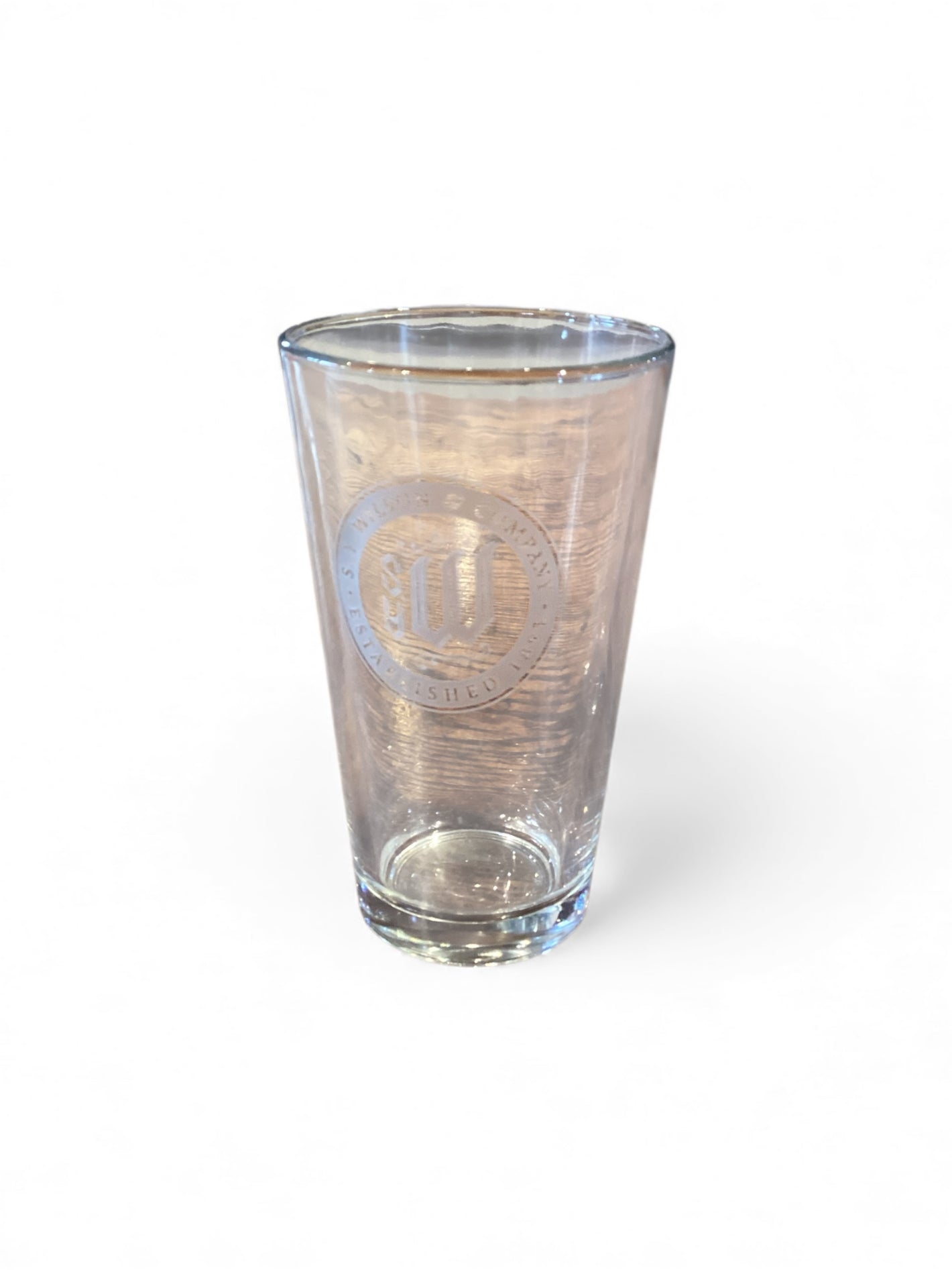 Pint Glass Etched Circle Logo