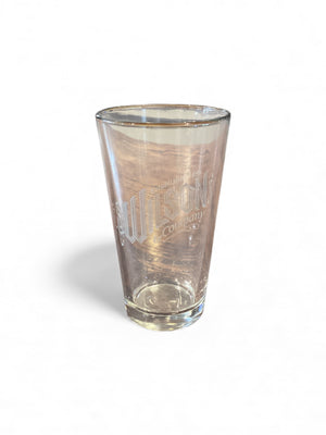 Pint Glass Etched Curved Logo
