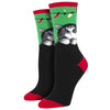 Purrty Lights Crew Socks - Green