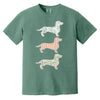 Dachshund Patches Tee - Light Green