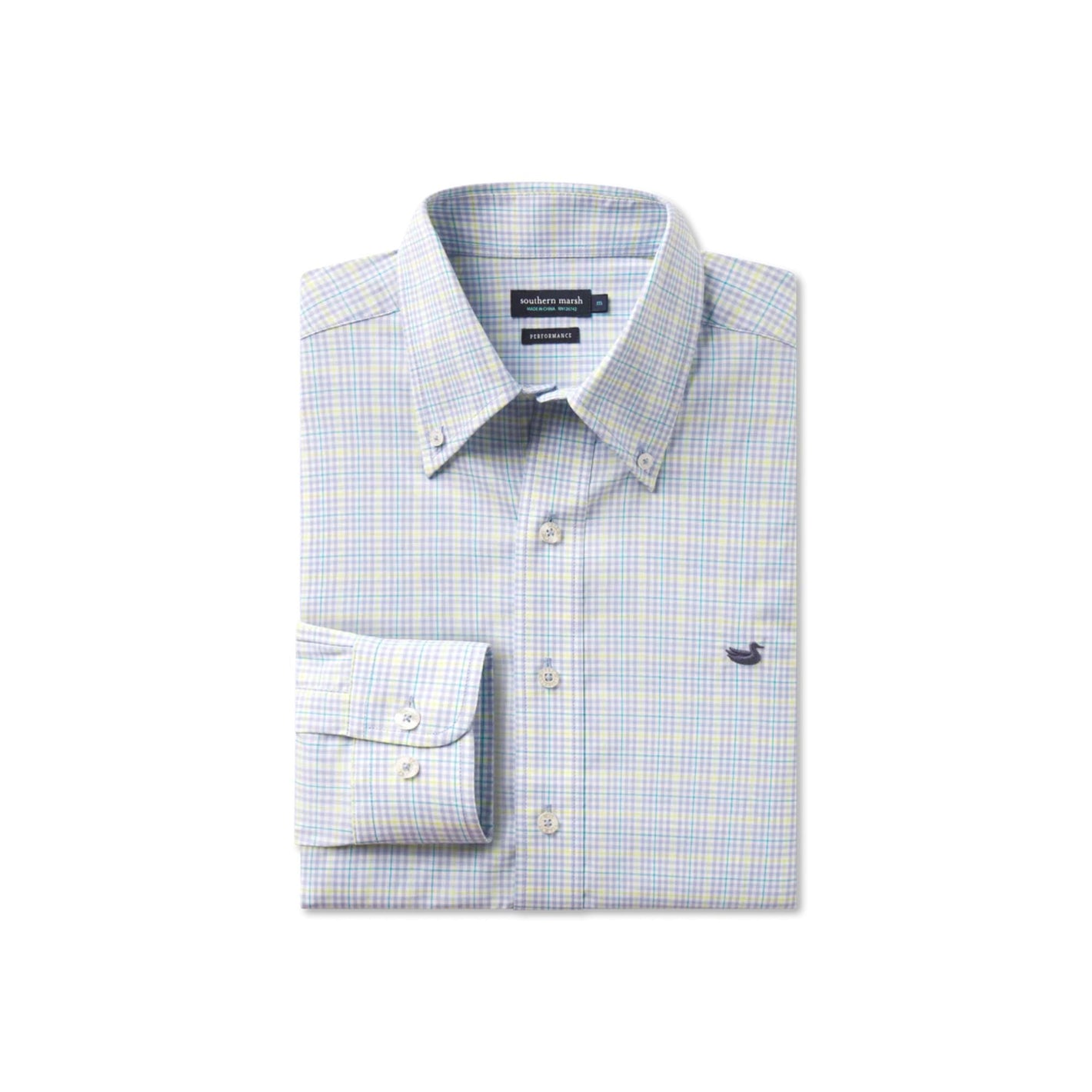 Dyer Performance Gingham Dress Shirt-Lilac Lime & Teal