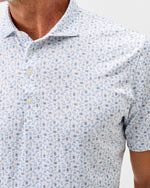 Johnnie-O Cabana Bar polo shirt in Carbon Fiber colorway featuring light blue paisley print
