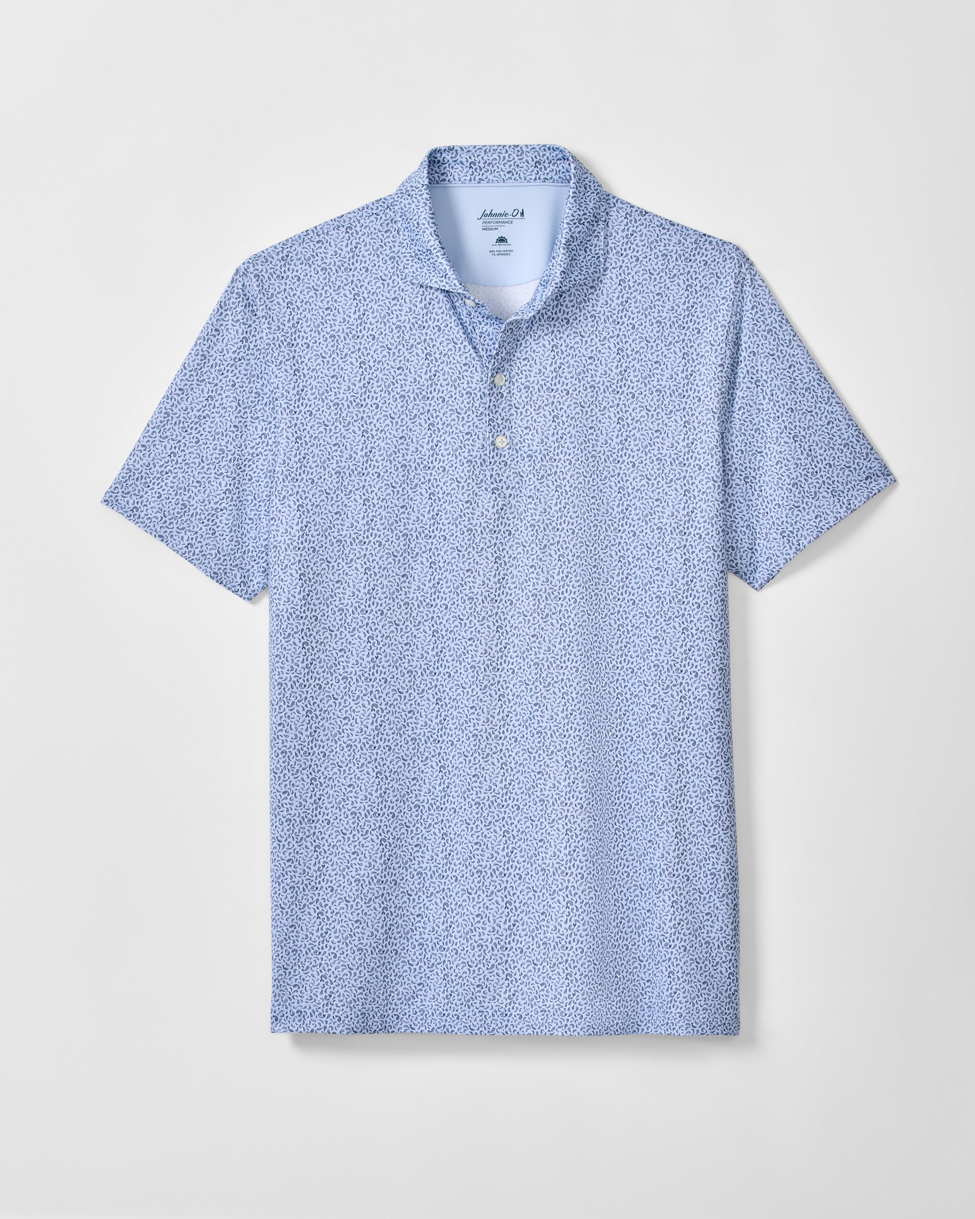 Johnnie-O Prawn Polo in Kona - light blue short sleeve polo with white speckled pattern