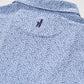 Johnnie-O Prawn Polo in Kona colorway featuring light blue base with navy paisley pattern