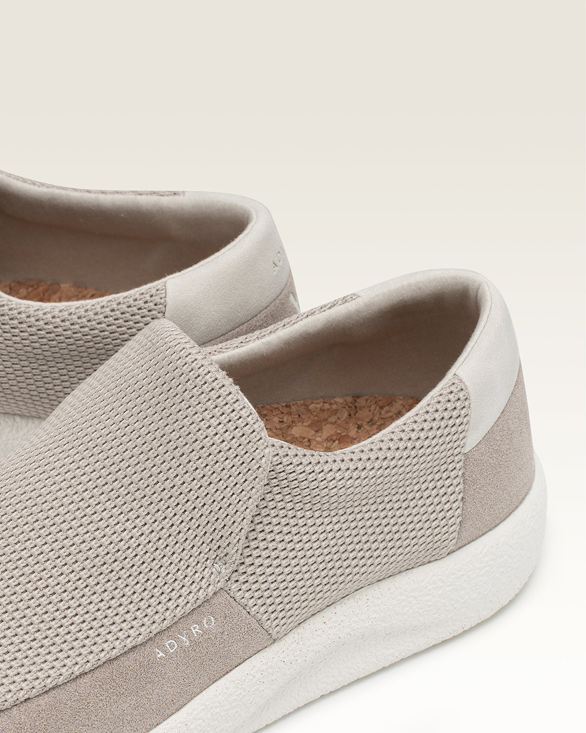 Adyro Sivo slip-on shoes in desert beige with textured mesh upper and cork insoles