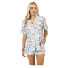 Traveling Matchbook Pajama Shorts Set - White