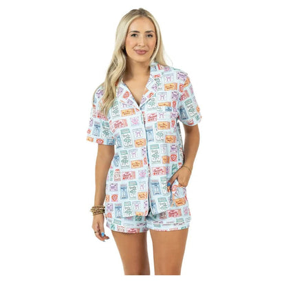 Traveling Matchbook Pajama Shorts Set