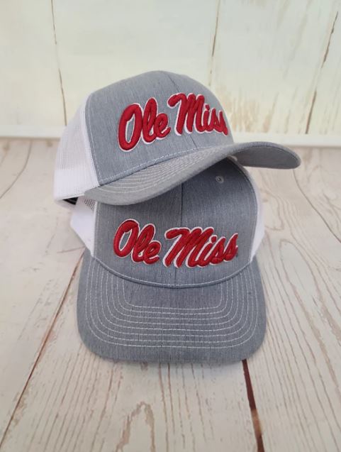 Script Ole Miss Puff Cap - GREY/WHT