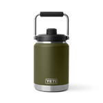 YETI Rambler Half Gallon Jug 2.0 in olive green with black lid and silver carry handle
