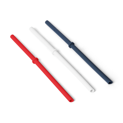 YETI Rambler silicone replacement straw pack in red, white, and navy blue, set of three
