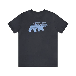 Skyline Bear Tee - HTR NAVY