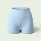 Mercifully Made Short in Sky Blue, high-waisted athletic bike shorts with wide waistband
