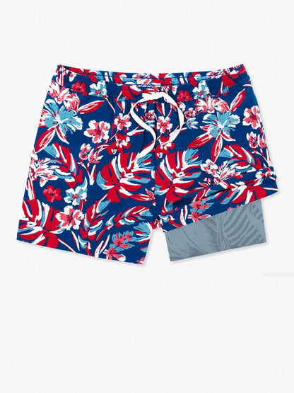 5.5" The Star Spangled Blooms Lined Swim Trunk