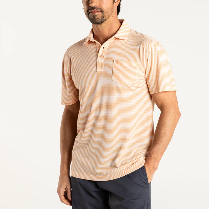 Summerford Stripe Perf Polo - ORG NECT