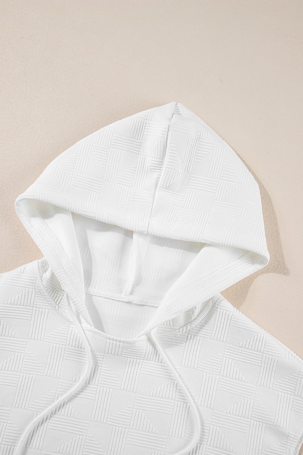 Textured - Cropped Hoodie - WHITE