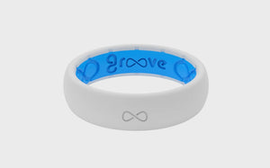 Thin White/Blue Silicone Ring