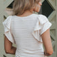 Wavy Textured Ruffle Sleeve - WHITE