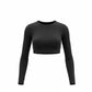 Mercifully Made long sleeve black crop top with crew neckline by Katie Beth Activewear