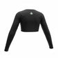 Mercifully Made long sleeve black crop top back view with tree logo embroidery
