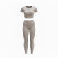 Katie Beth Activewear Mercifully Made crop top and legging set in pebble gray