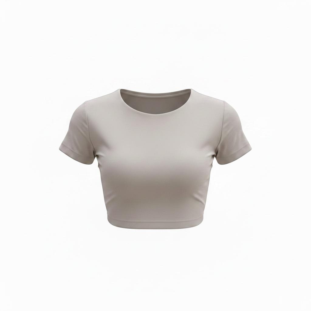 Katie Beth Activewear Mercifully Made Crop top in Pebble Gray short sleeve fitted style