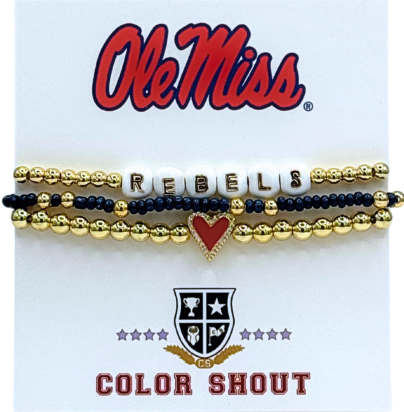 Ole Miss 'I Love' Bracelet Stack