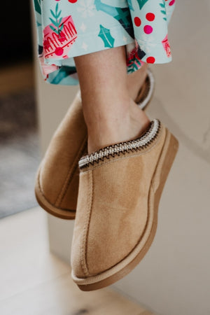 Sand Embroidered Slip On House Shoes