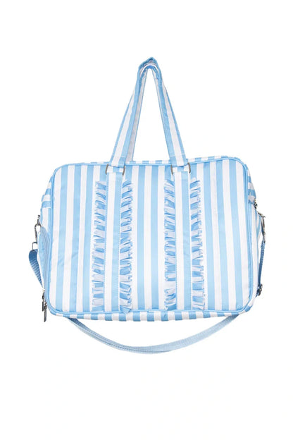 Blue Stripe Ruffle Weekender