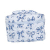 Cosmetic Travel Bag - Light Blue Toile Bows