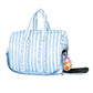 Blue Stripe Ruffle Weekender