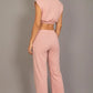 Elastic Hem Crop Top &  Wide Leg Pants Set