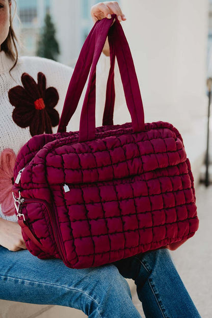 Wine Quilted Weekender Bag