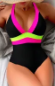 Color Block Strappy One Piece Swimsuit