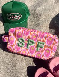 SPF Pink Palms Makeup Bag