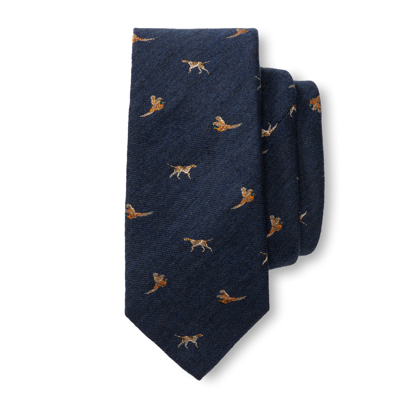 Wool/Silk Dog & Pheasant Motif tie