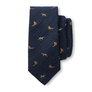 Wool/Silk Dog & Pheasant Motif tie