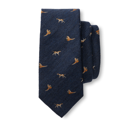 Wool/Silk Dog & Pheasant Motif tie