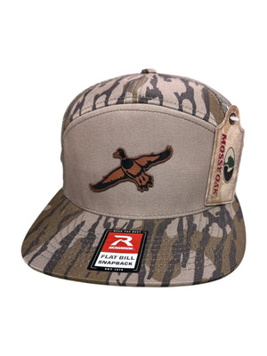 Brown Camo Flying Duck 7-Panel Trucker Flat Bill Hat