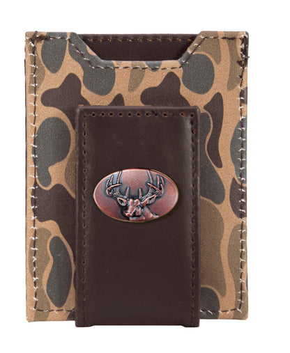Camo Magnetic Front Pocket Leather Wallet