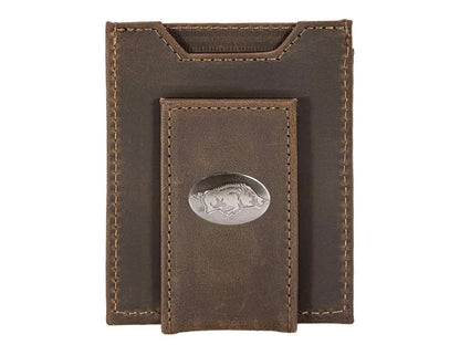 Collegiate Magnetic Front Pocket Leather Wallet