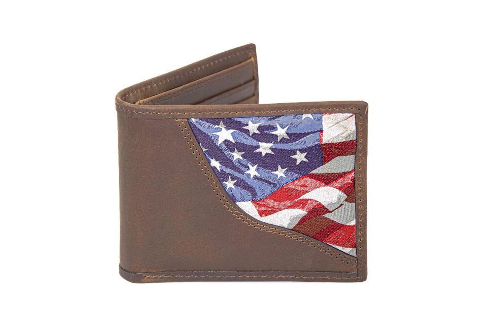 Bifold Woven Patch Leather Wallet
