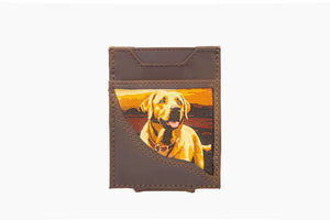 Woven Patch Magnetic Front Pocket Leather Wallet