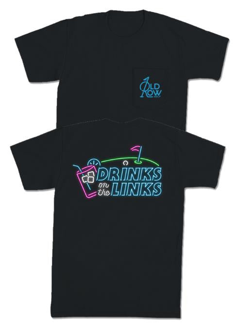 Drinks on the Links Neon Pocket Tee