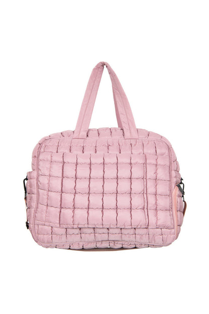 Quilted Duffel Weekender Bag W/Pass Thru Slip