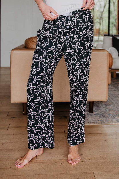 Black and White Bows All Over Boxer Pants