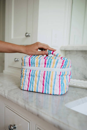 Multicolored Stripes Make Up Bag