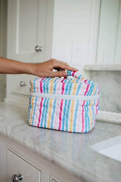 Multicolored Stripes Make Up Bag