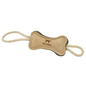 Natural Leather & Wool Bone Dog Toy