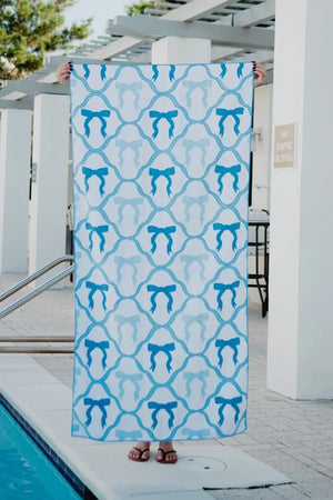 Blue Bow Quick Dry Reversible Beach Towel
